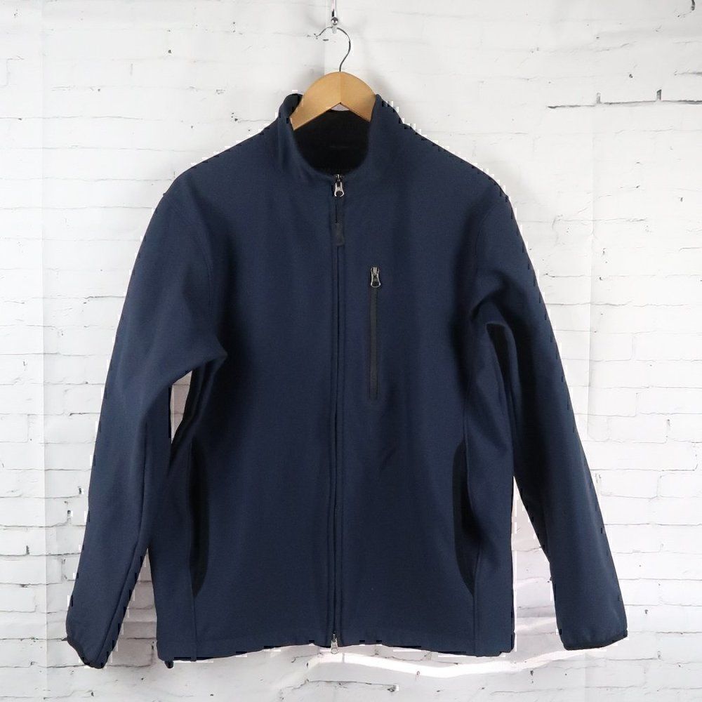 NAUTICA BLUE DOUBLE ZIP FLEECE LINED WINDBREAKER JACKET SIZE SMALL
